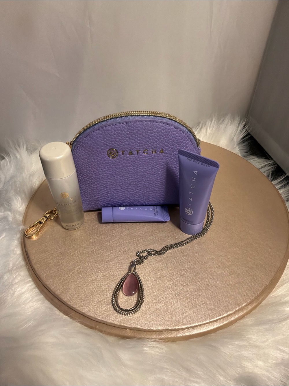 Tatcha Lavender Travel Pouch with Matching Skincare